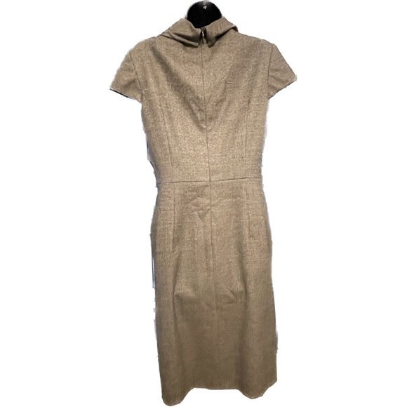 Escada Brown Silver Wool Blend Lined Cowl Neck Midi Length Dress Sz US …‎ - Picture 2 of 10